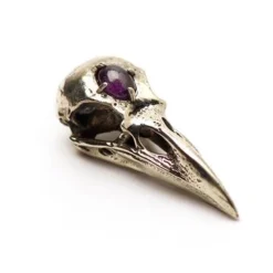 Fire & Bone T-Shirts & Gifts Raven Skull Amethyst Pendant Necklace