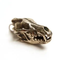Fire & Bone Dire Wolf Skull Pendant Necklace
