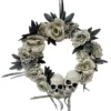 Morris Costumes Halloween Decor Black & White Wreath With Skulls