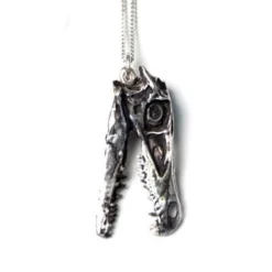 Fire & Bone Velociraptor Skull Pendant Necklace