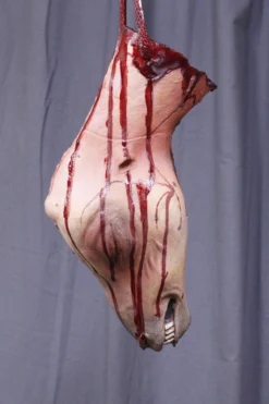 Dapper Cadaver Workshop Hanging Skinned Goat Head Gory Butcher Shop