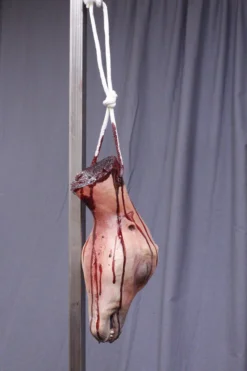 Dapper Cadaver Workshop Hanging Skinned Goat Head Gory Butcher Shop
