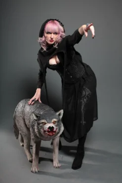 LM Treasures Wild Animal Props Lifesize Snarling Wolf Statue - Special Order