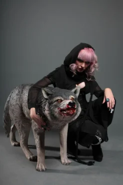 LM Treasures Wild Animal Props Lifesize Snarling Wolf Statue - Special Order